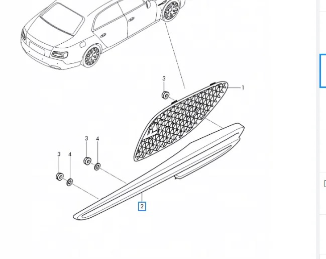 Cooling air Grill for Continental Flying Spur (2013+) 4W0821169B 4W0821170B 4W0821941C 4W0821942C